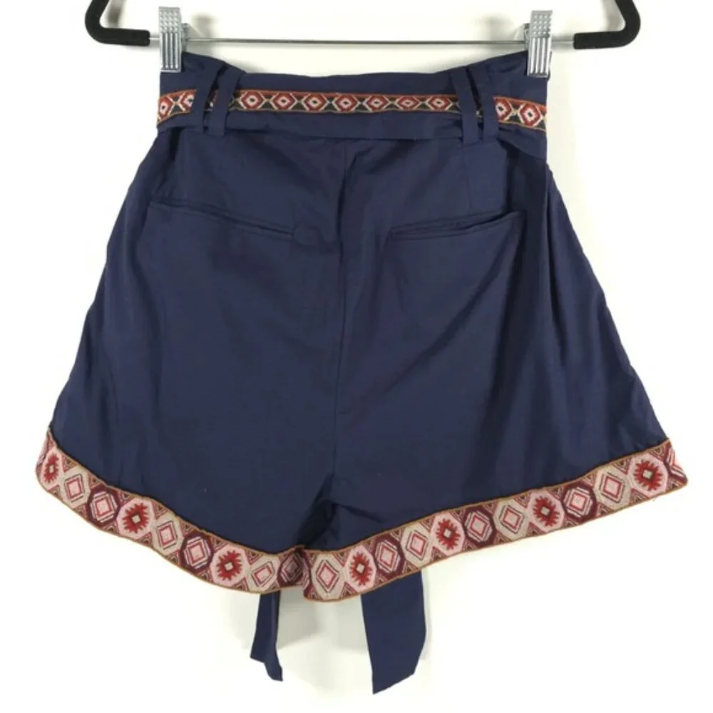 NWT CHUFY KATHMANDU HEIGHTS Keket Shorts  Pleated Navy Boho‎ Belted Tie MEDIUM